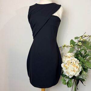 SUSANA MONACO asymmetric hearts dress | large | mini | black | anthropologie